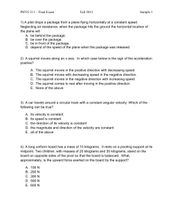 PHYS 211 – Final Exam Fall 2012 Sample 1