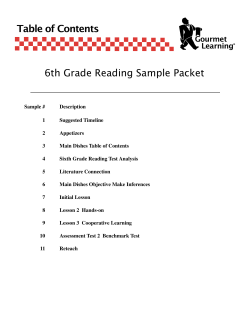 Table of Contents 6th Grade Reading Sample Packet Gourmet Learning