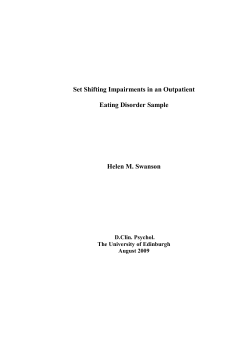 Set Shifting Impairments in an Outpatient Eating Disorder Sample Helen M. Swanson