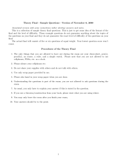 Theory Final—Sample Questions—Version of November 6, 2009