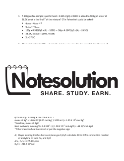 1.  A 100g coffee sample (specific heat = 0.385... 26.5C what is the final T of the mixture? (T...