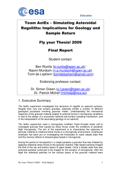 Team AstEx – Simulating Asteroidal Regoliths: Implications for Geology and Sample Return