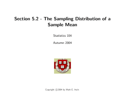 Section 5.2 - The Sampling Distribution of a Sample Mean Statistics 104