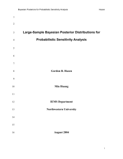 Large-Sample Bayesian Posterior Distributions for Probabilistic Sensitivity Analysis  Gordon B. Hazen