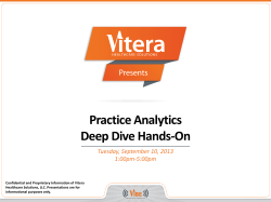 Practice Analytics Deep Dive Hands-On  Tuesday, September 10, 2013