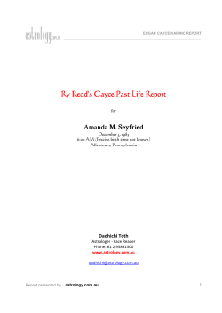 Ry Redd's Cayce Past Life Report