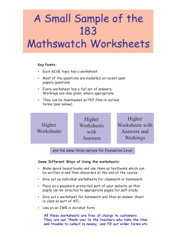 A Small Sample of the 183 Mathswatch Worksheets