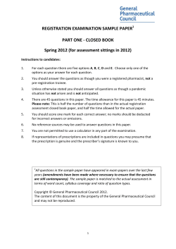 REGISTRATION EXAMINATION SAMPLE PAPER  PART ONE - CLOSED BOOK