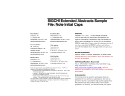 SIGCHI Extended Abstracts Sample File: Note Initial Caps Abstract