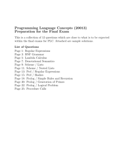 Programming Language Concepts (20013) Preparation for the Final Exam