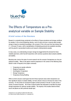 The Effects of Temperature as a Pre-