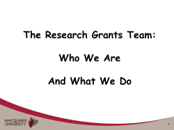 The Research Grants Team:  Who We Are And What We Do