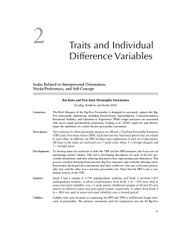 2 Traits and Individual Difference Variables Scales Related to Interpersonal Orientation,