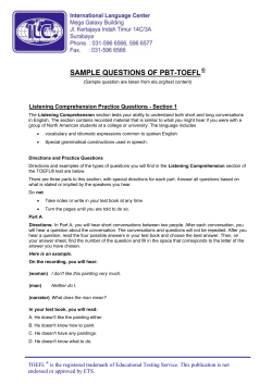 SAMPLE QUESTIONS OF PBT-TOEFL  Listening Comprehension Practice Questions - Section 1