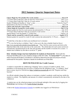2012 Summer Quarter Important Dates