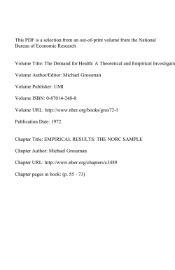 This PDF is a selection from an out-of-print volume from... Bureau of Economic Research