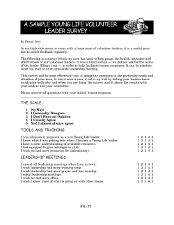 A SAMPLE YOUNG LIFE VOLUNTEER LEADER SURVEY