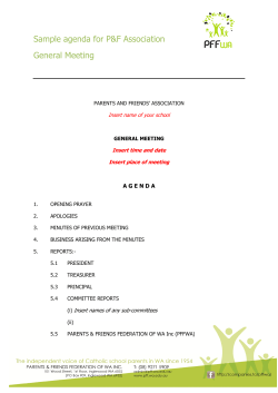 Sample agenda for P&amp;F Association General Meeting  Insert name of your school