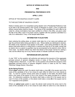 NOTICE OF SPRING ELECTION  AND PRESIDENTIAL PREFERENCE VOTE