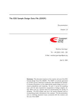 The ESS Sample Design Data File (SDDF) Documentation Version 1.0
