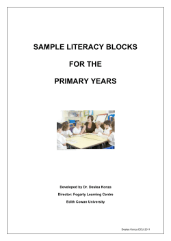 SAMPLE LITERACY BLOCKS FOR THE PRIMARY YEARS