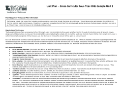 Unit Plan – Cross-Curricular Four-Year-Olds Sample Unit 1