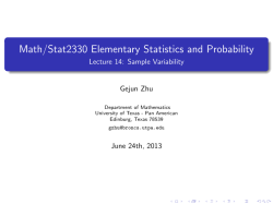 Math/Stat2330 Elementary Statistics and Probability Lecture 14: Sample Variability Gejun Zhu