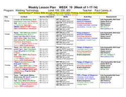 Weekly Lesson Plan    WEEK  19 ... Program:  Welding Technology