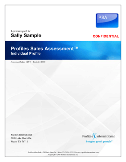 Profiles Sales Assessment™ Sally Sample PSA Individual Profile