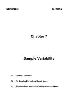 Chapter 7 Sample Variability Statistics I