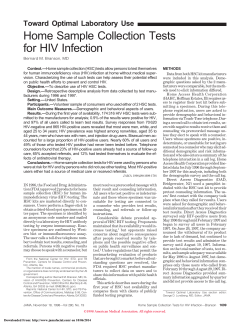 Home Sample Collection Tests for HIV Infection Toward Optimal Laboratory Use