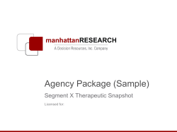 Agency Package (Sample) Segment X Therapeutic Snapshot Licensed for: