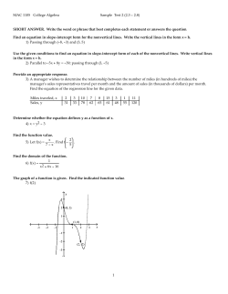 MAC 1105 College Algebra Sample  Test 2 (2.3 - 2.8)