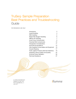 TruSeq Sample Preparation Best Practices and Troubleshooting Guide