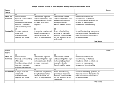 Sample Rubric for Grading of Short Response Writing in High... Factor  Scores