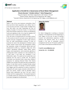 Application of ArcGIS for e-Governance of Rural Water Management Shweta Banerjee