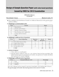 Design of Sample Question Paper  Issued by CBSE for 2013 Examination