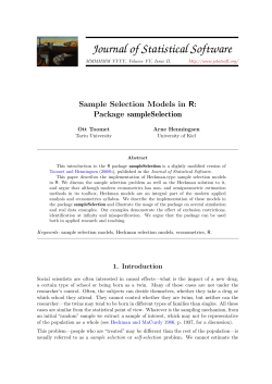 Journal of Statistical Software Sample Selection Models in R: Package sampleSelection Ott Toomet