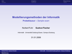Modellierungsmethoden der Informatik Probeklausur – Norbert Fuhr 31.01.2006