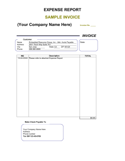 EXPENSE REPORT (Your Company Name Here) SAMPLE INVOICE INVOICE