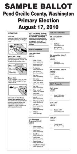 OFFICIAL BALLOT Primary Election, August 17, 2010 INSTRUCTIONS