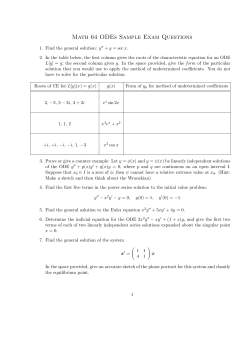 Math 64 ODEs Sample Exam Questions