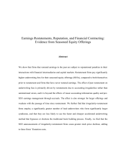 Earnings Restatements, Reputation, and Financial Contracting: Evidence from Seasoned Equity Offerings Abstract