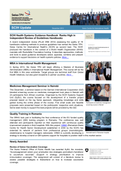 SCIH Update SCIH Health Systems Guidance Handbook  Ranks High in