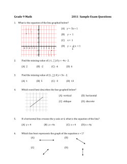 Grade 9 Math  2011  Sample Exam Questions