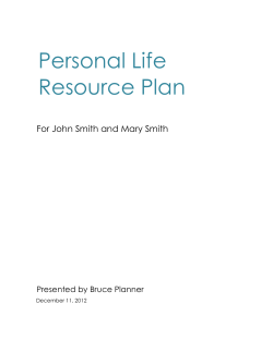 Personal Life Resource Plan For John Smith and Mary Smith