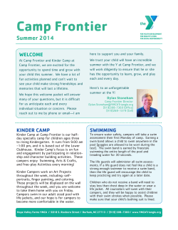 Camp Frontier Summer 2014 WELCOME