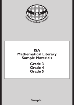 ISA Mathematical Literacy Sample Materials Grade 3