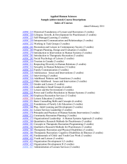 Applied Human Sciences Sample (abbreviated) Course Descriptions Index of Courses dated February 2011