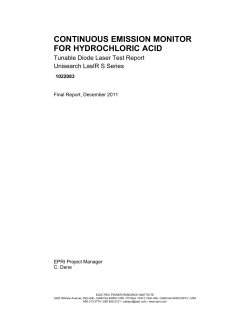 CONTINUOUS EMISSION MONITOR FOR HYDROCHLORIC ACID Tunable Diode Laser Test Report